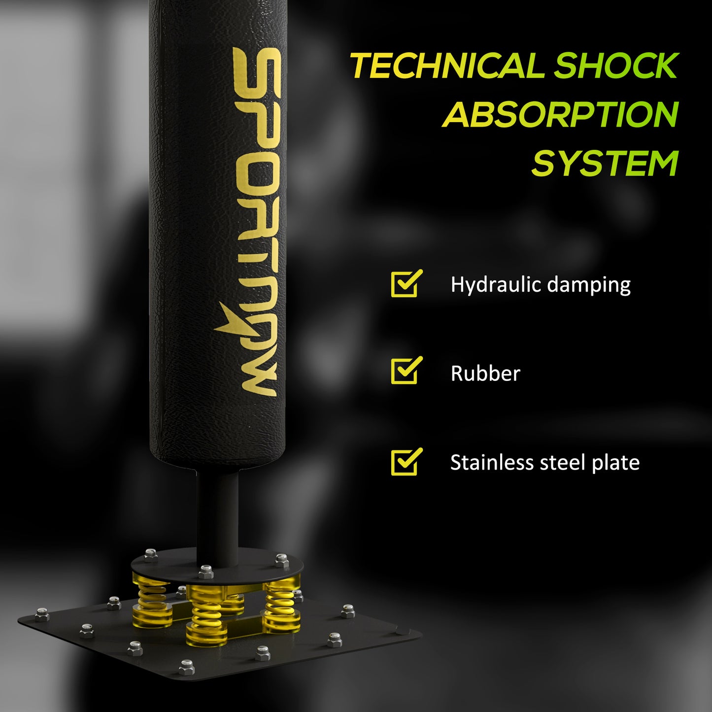SPORTNOW Boxing Bag, Freestanding Punching Bag, with Reflex Bar, Speed Balls in Black