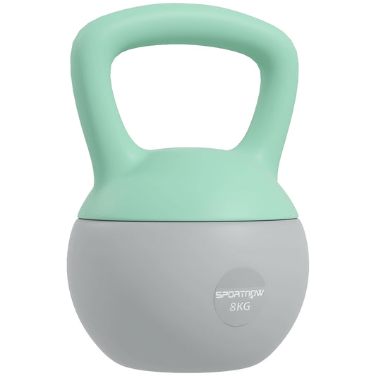 SPORTNOW 4, 8 or 10 KG Kettlebell with Soft Body and Non-Slip Handle Grey and Green