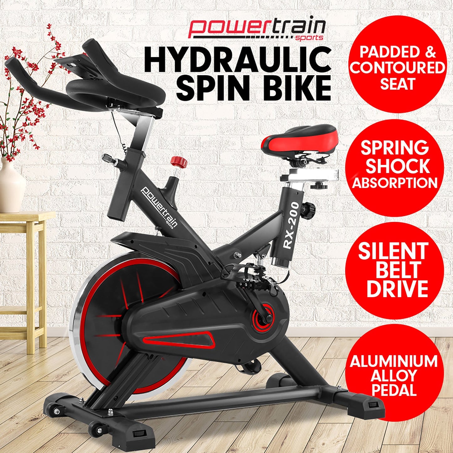 NNEDSZ RX-200 Exercise Spin Bike Cardio Cycling - Red