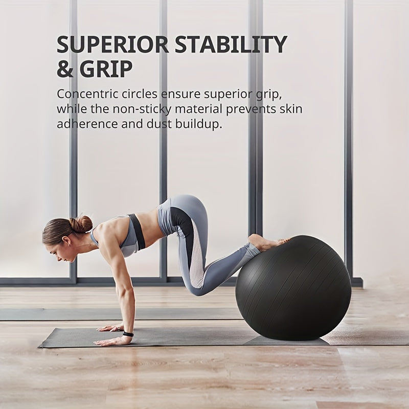 NNETM Heavy-Duty Explosion-Proof Yoga Ball with Air Plug and Pump(Black)